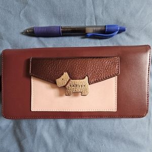 Large Burgundy Radley Scottie Dog Wallet with Snap Closure